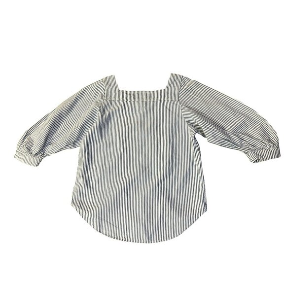 Lucky Brand Blouse Womens XS NEW Blue Striped 7W14370 Cotton/Linen Popover Shirt - Picture 4 of 14